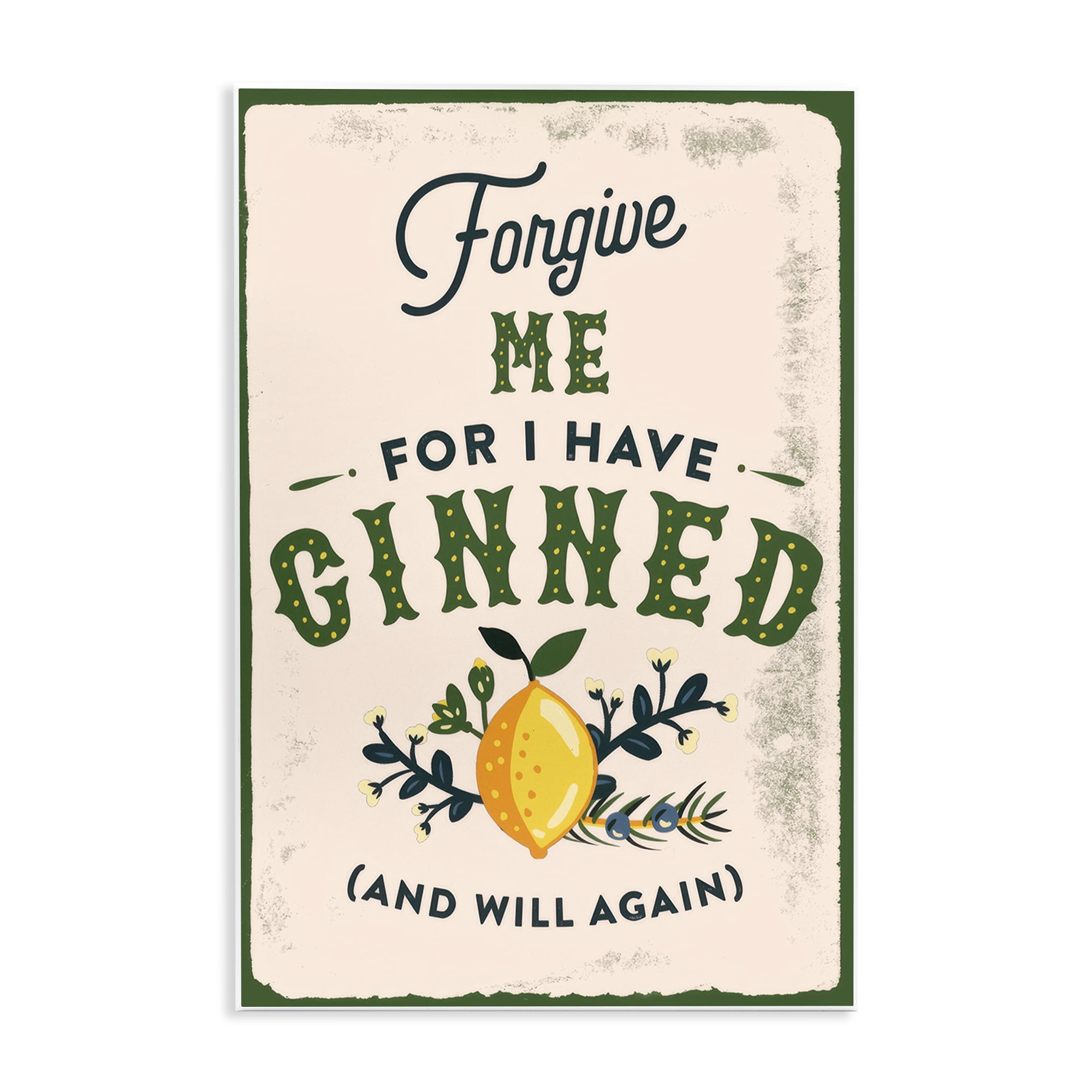 Stupell Industries Forgive Me For I Have Ginned Food & Beverage Painting Unframed Art Print Wall Art, 10 x 15