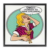 Stupell Industries Forgot To Have Children Animals Painting Black Floater Framed Canvas Art Print Wall Art, 18 x 18