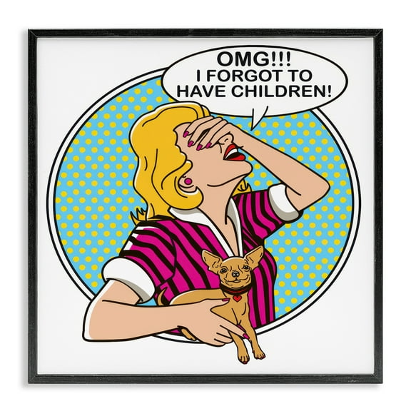 Stupell Industries Forgot To Have Children Animals Painting Black Framed Art Print Wall Art, 12 x 12