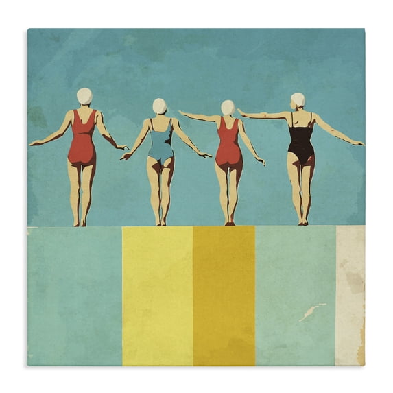 Stupell Industries Modern Four Figures on the Pool Canvas Art, 30 x 30, by Layla Oz