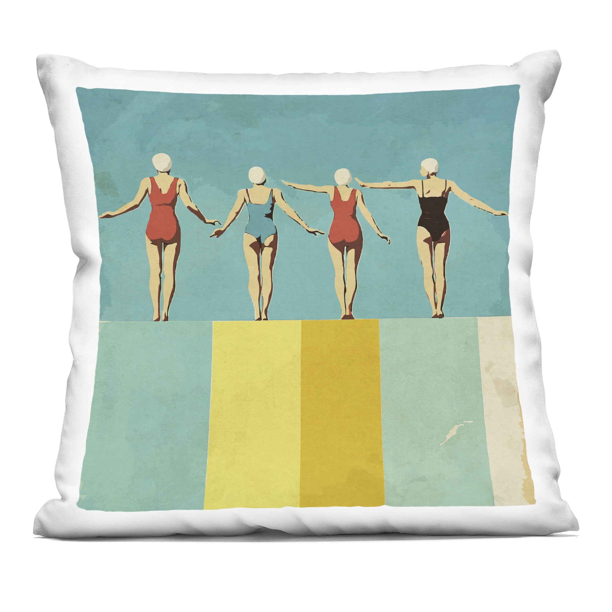 Stupell Industries Four Figures on the Pool Decorative Printed Throw Pillow, design by Layla Oz