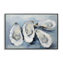 Stupell Industries Four Oysters Impression Nautical & Beach Painting Black Framed Art Print Wall Art, 18 x 12