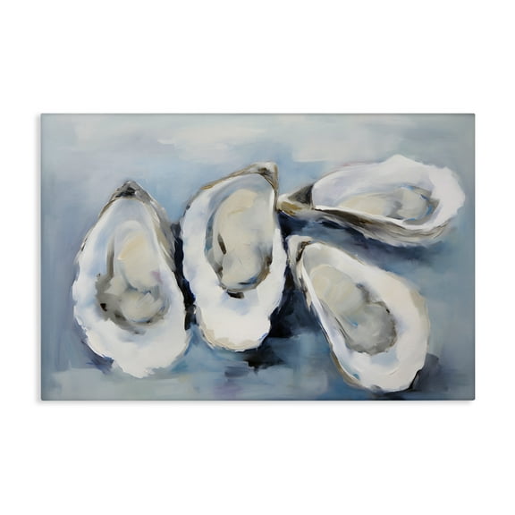 Stupell Industries Four Oysters Impression Nautical & Beach Painting Wrapped Canvas Art Print Wall Art, 24 x 16