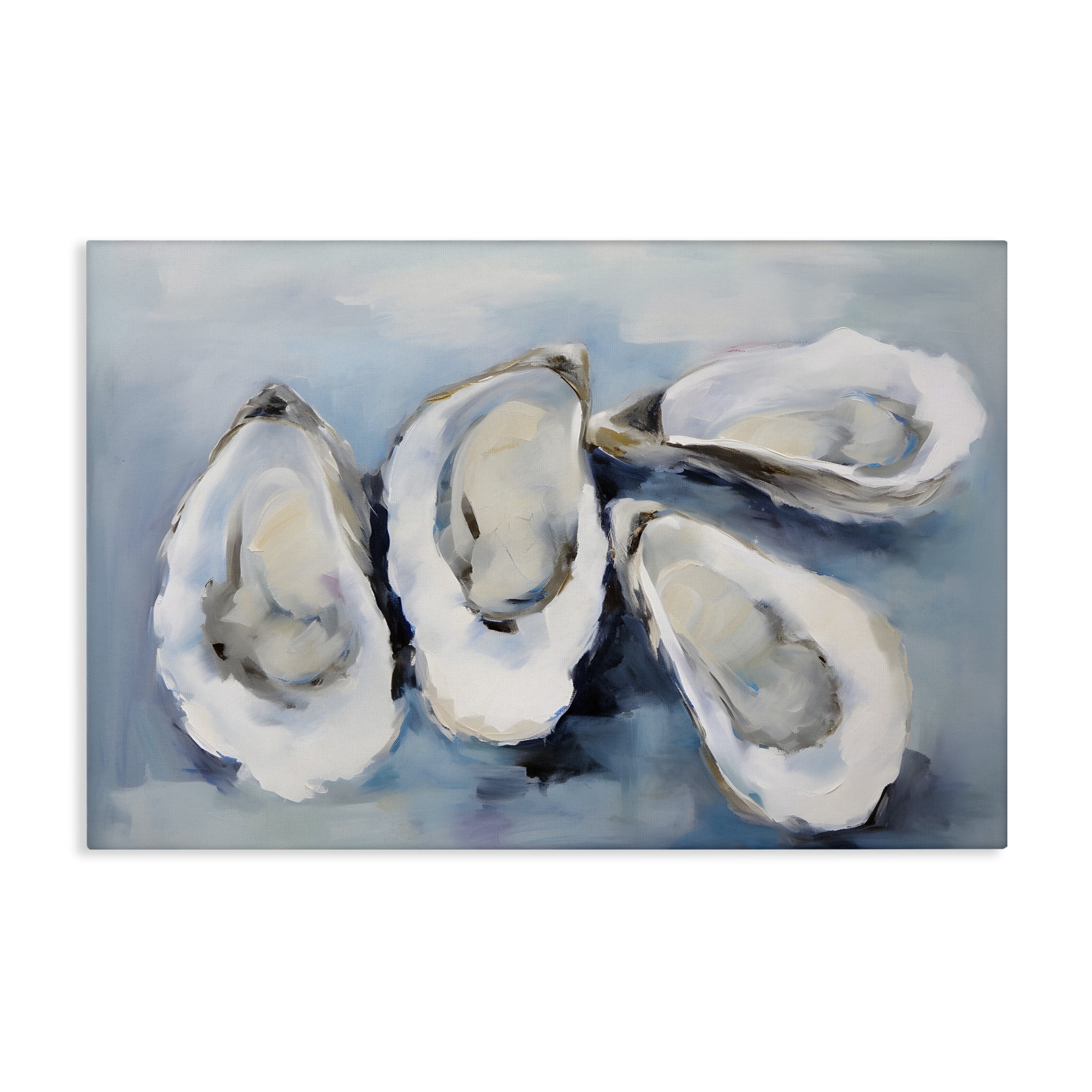 Stupell Industries Four Oysters Impression Nautical & Beach Painting Wrapped Canvas Art Print Wall Art, 36 x 24