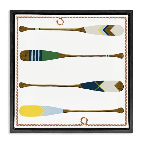 Stupell Industries Four Patterned Oars Black Framed Floater Canvas Wall Art design by Radhika Modi, 18 x 18