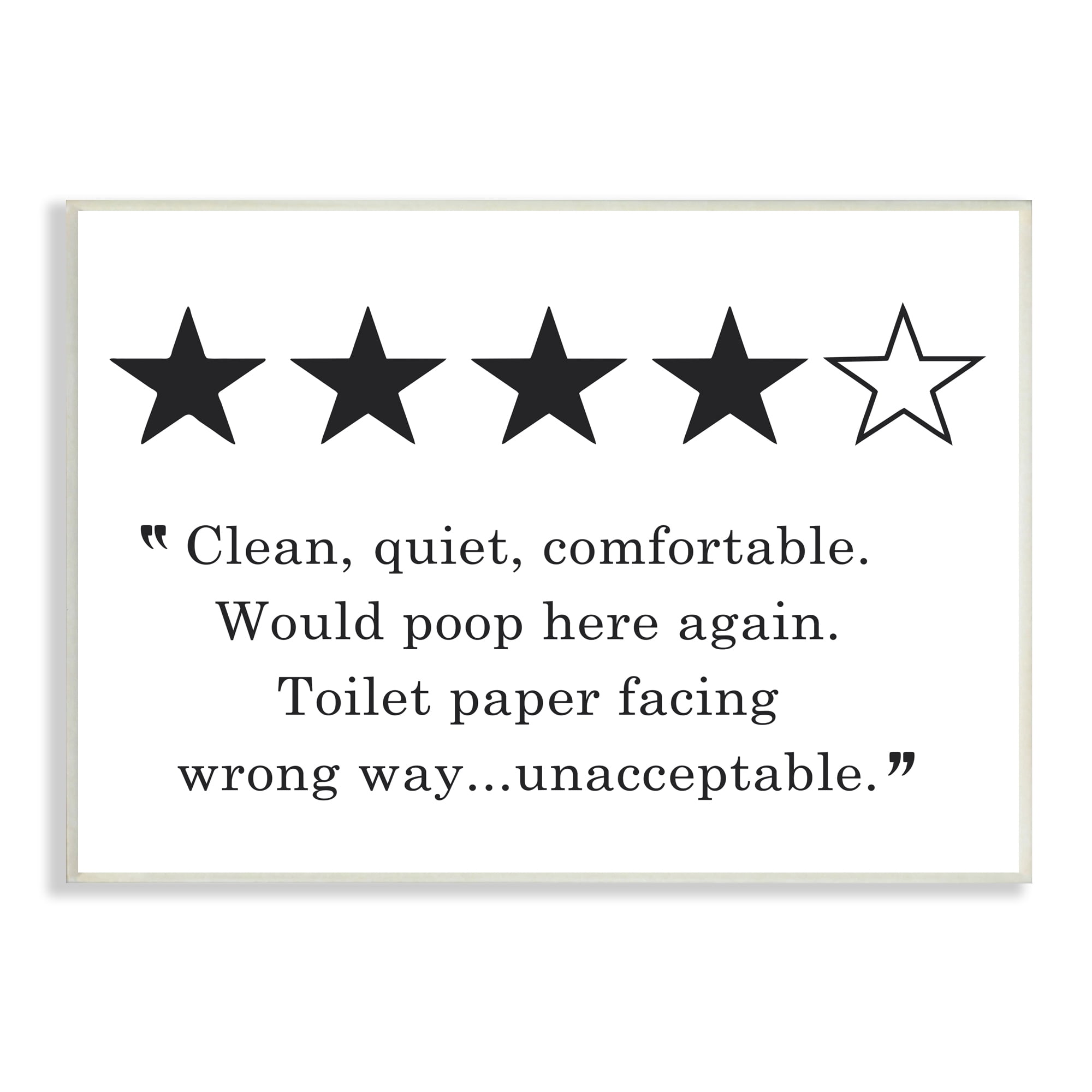 Stupell Industries Four Star Bathroom Review Funny Toilet Paper Humor, 13 x 19, Designed by Lettered and Lined