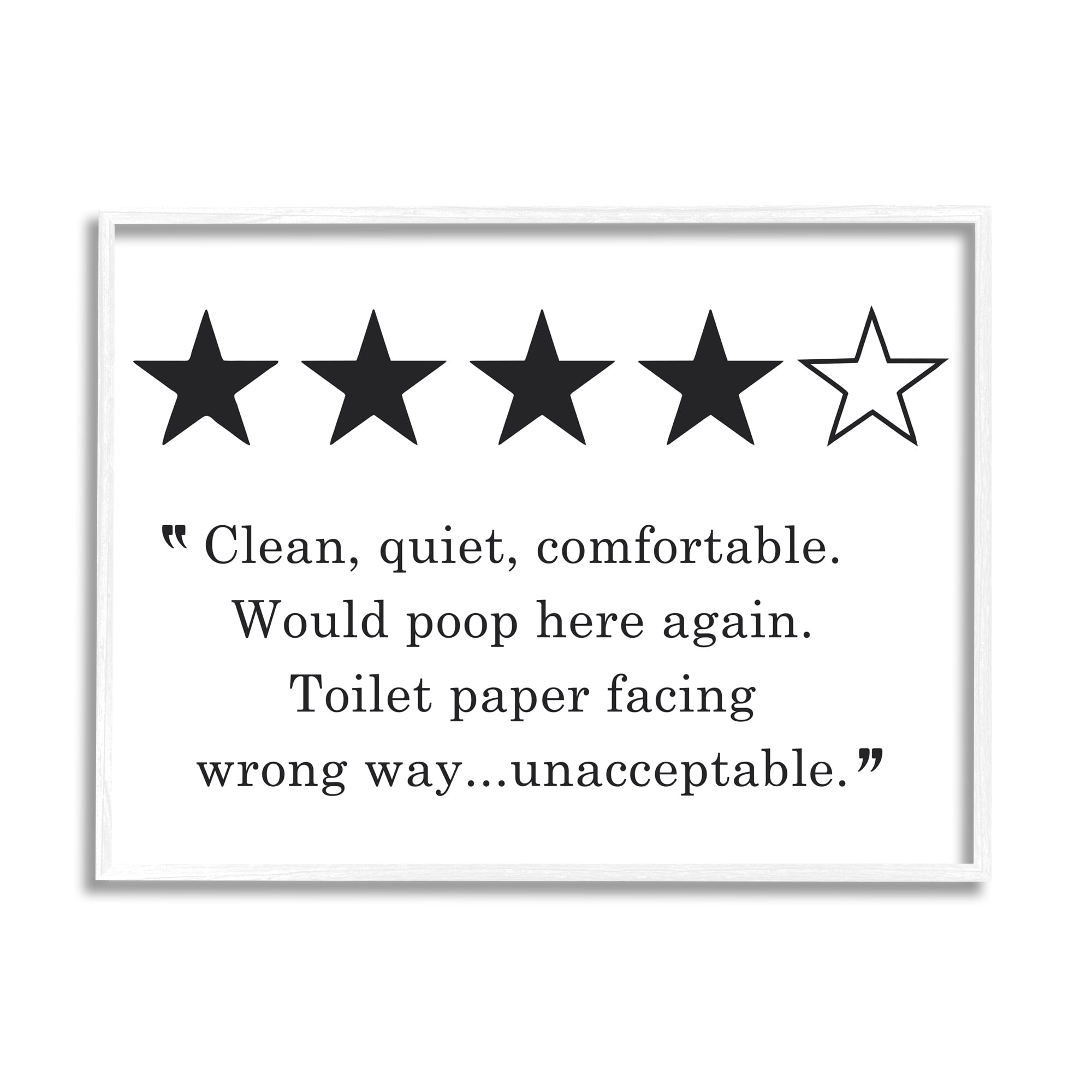 Stupell Industries Four Star Bathroom Review Funny Toilet Paper Humor, 24 x 30, Designed by Lettered and Lined
