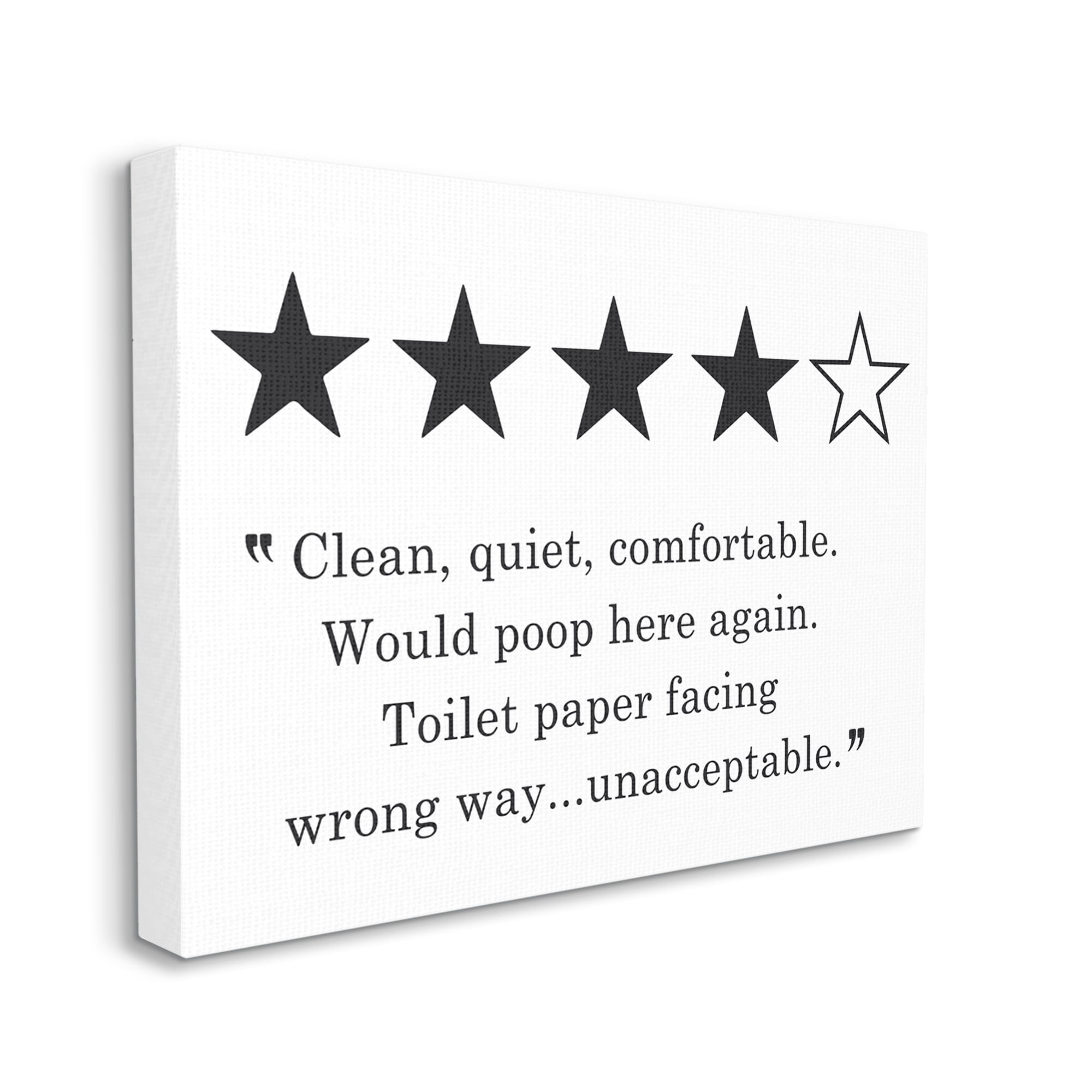 Stupell Industries Four Star Bathroom Review Funny Toilet Paper Humor, 24 x 30, Designed by Lettered and Lined