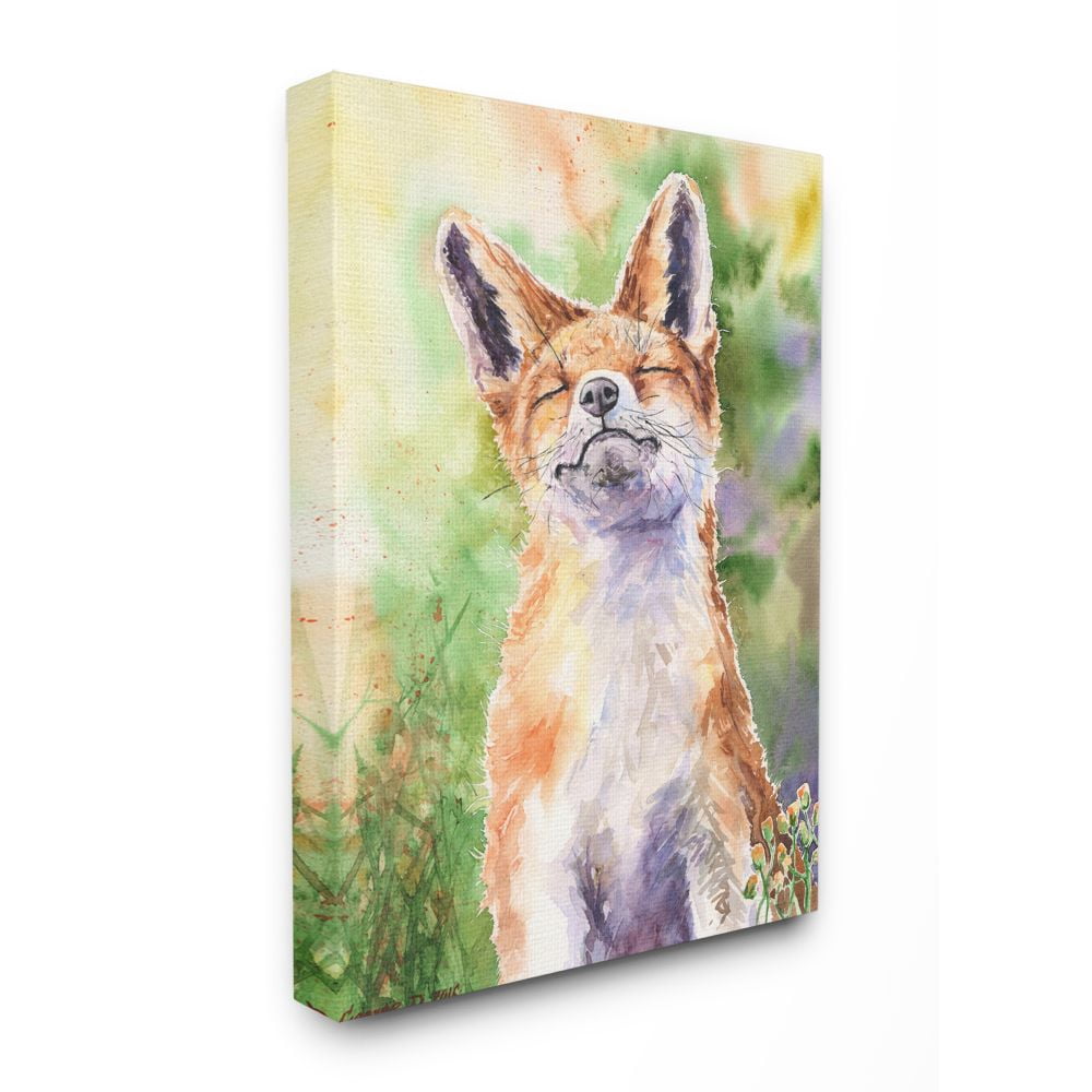 Stupell Industries Fox Animal Orange Green Watercolor Painting Canvas Wall Art by George Dyachenko