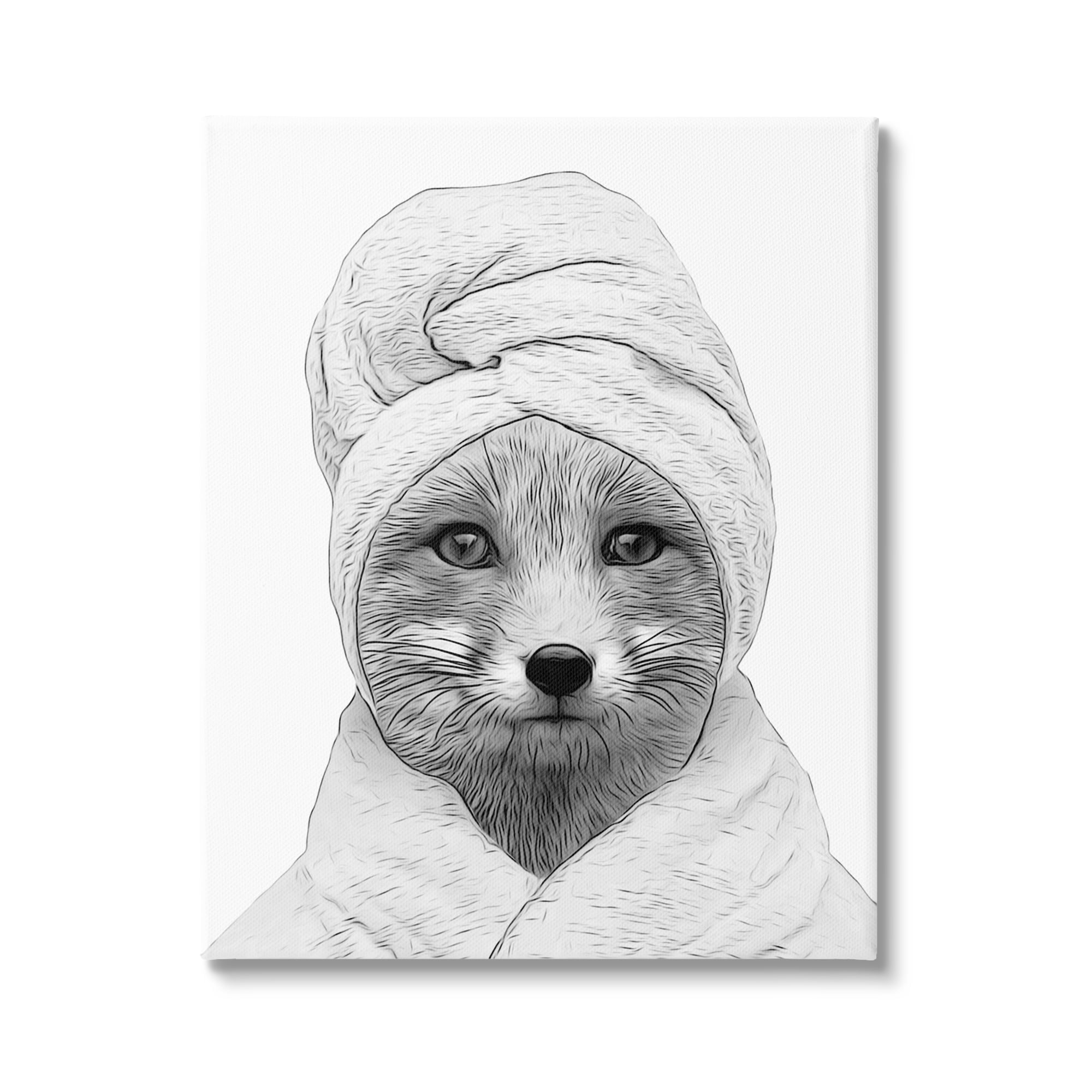 Stupell Industries Fox Bathrobe Funny Animal Animals & Insects Painting Gallery Wrapped Canvas Print Wall Art