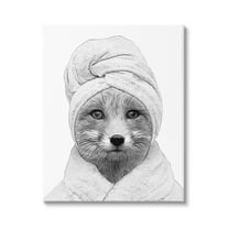 Stupell Industries Fox Bathrobe Funny Animal Animals & Insects Painting Gallery Wrapped Canvas Print Wall Art