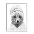 thumbnail image 1 of Stupell Industries Fox Bathrobe Funny Animal Animals & Insects Painting White Framed Art Print Wall Art, 1 of 5