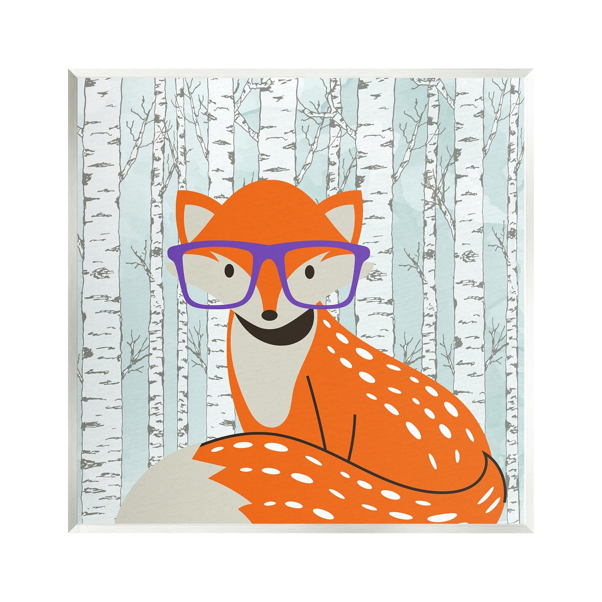 Stupell Industries Fox & Birch Trees Animals & Insects Painting Unframed Art Print Wall Art, 12 x 12