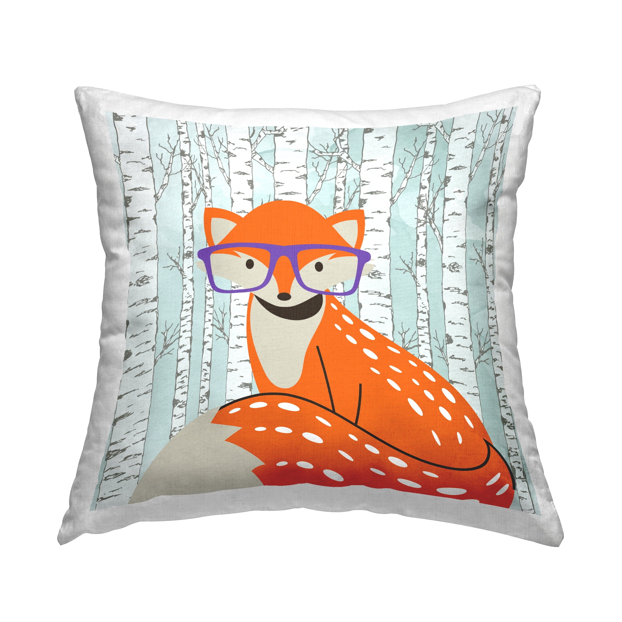 Stupell Industries Fox & Birch Trees Decorative Printed Throw Pillow, 18 x 18