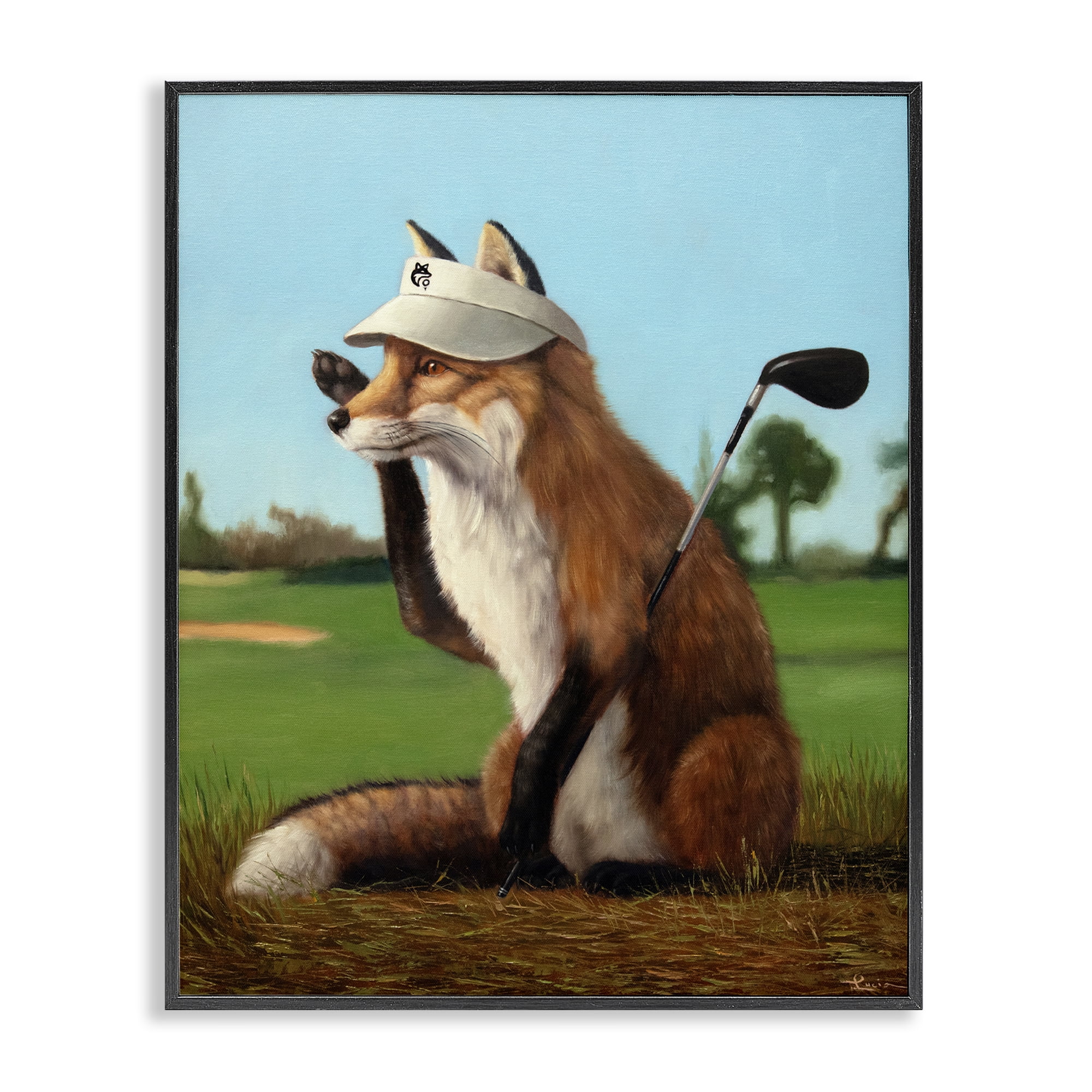 Stupell Industries Fox Drive Golfer Black Framed Giclee Art, design by Lucia Heffernan