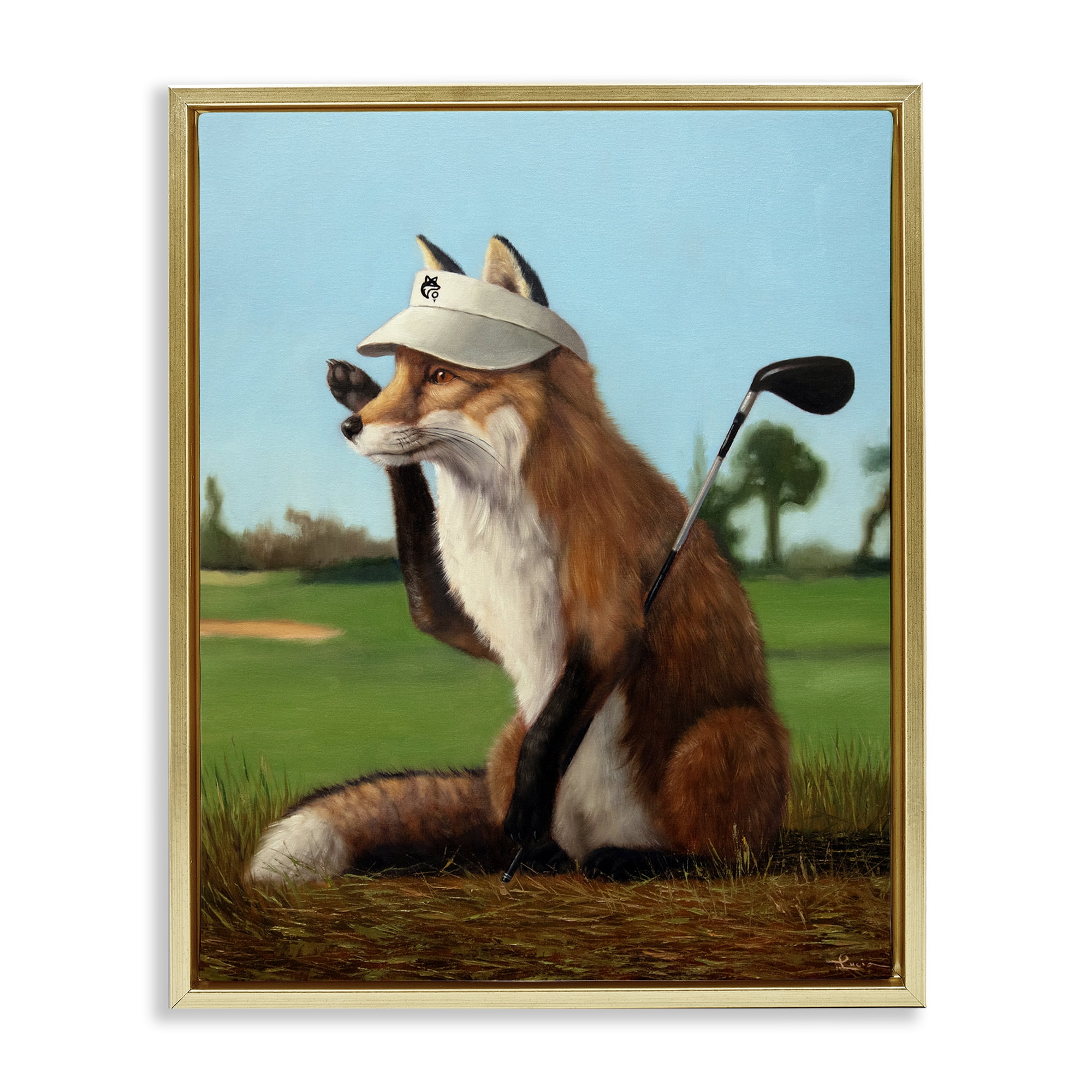 Stupell Industries Fox Drive Golfer Gold Framed Floater Canvas Wall Art, design by Lucia Heffernan