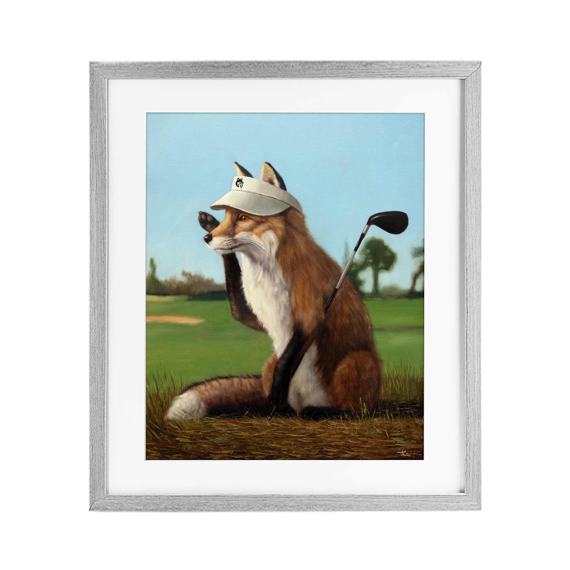 Stupell Industries Fox Drive Golfer Gray Framed Print Under Glass, design by Lucia Heffernan