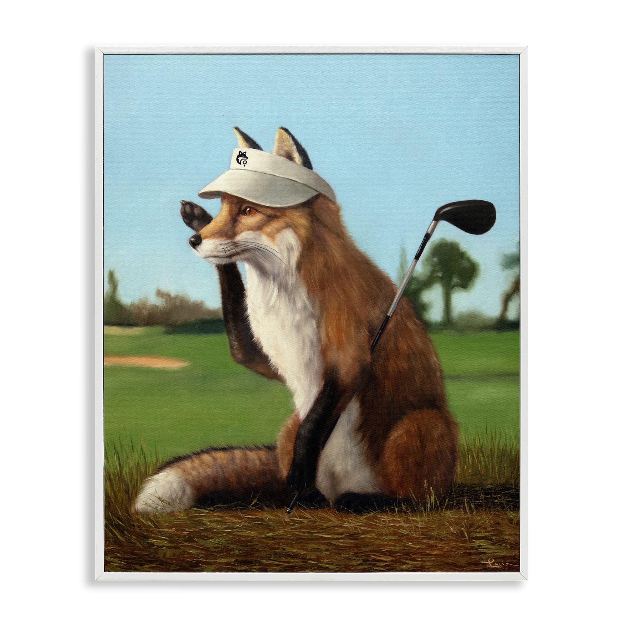 Stupell Industries Fox Drive Golfer White Framed Giclee Art, design by Lucia Heffernan