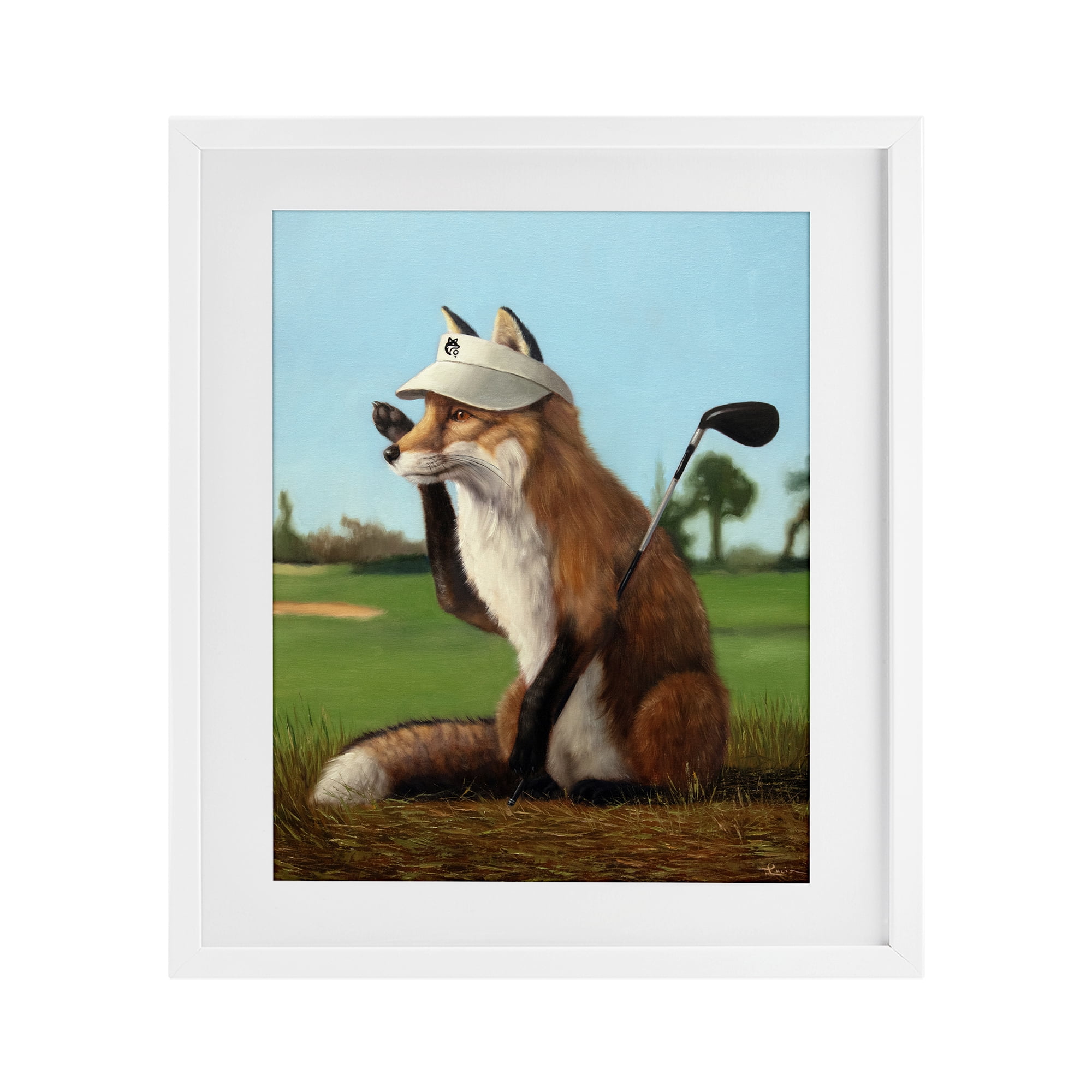 Stupell Industries Fox Drive Golfer White Framed Print Under Glass, design by Lucia Heffernan