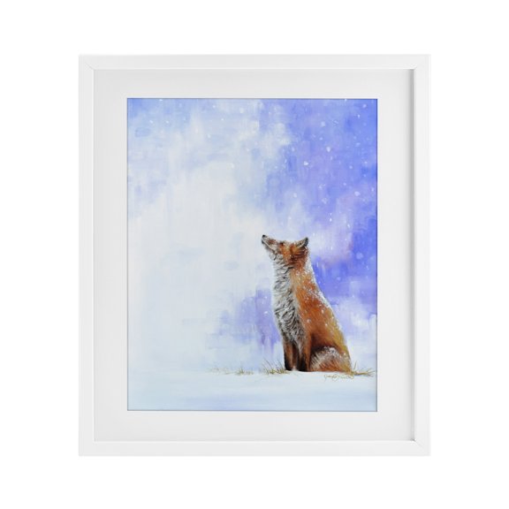 Stupell Industries Fox & Gentle Snowfall White Framed Print Under Glass, design by James Corwin