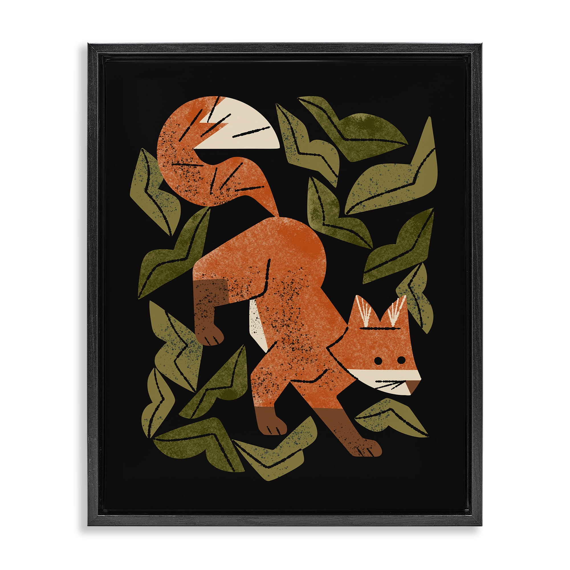 Stupell Industries Fox In The Brush Black Framed Floater Canvas Wall Art, design by Renea L. Thull