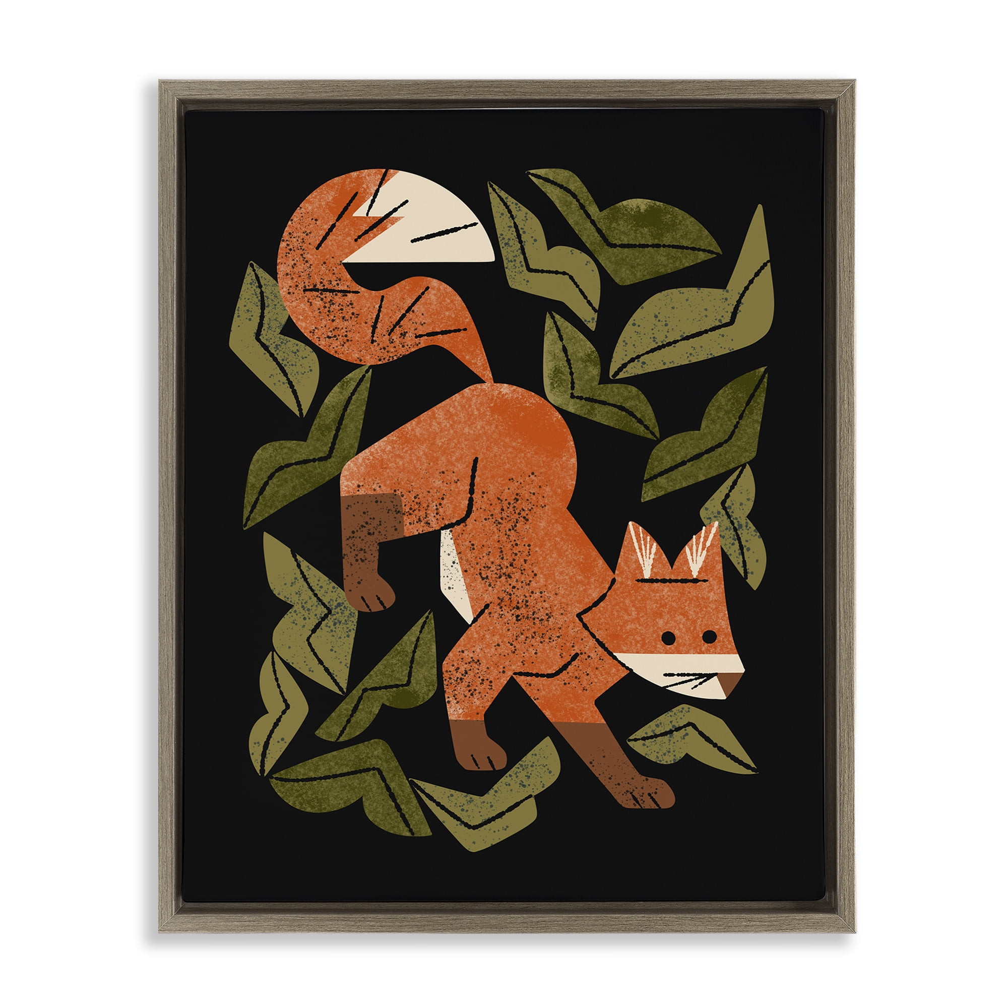 Stupell Industries Fox In The Brush Brown Framed Floater Canvas Wall Art, design by Renea L. Thull