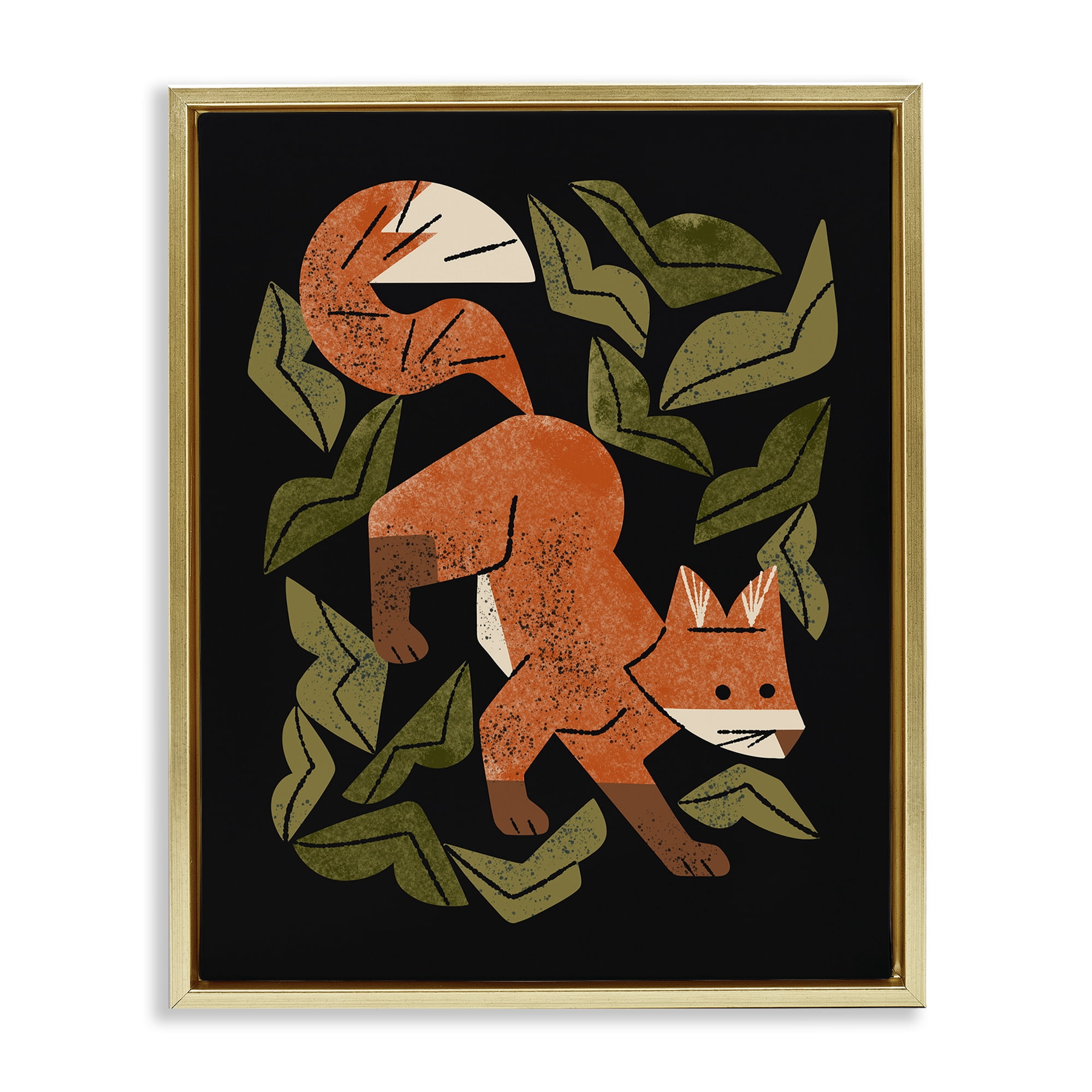 Stupell Industries Fox In The Brush Gold Framed Floater Canvas Wall Art, design by Renea L. Thull
