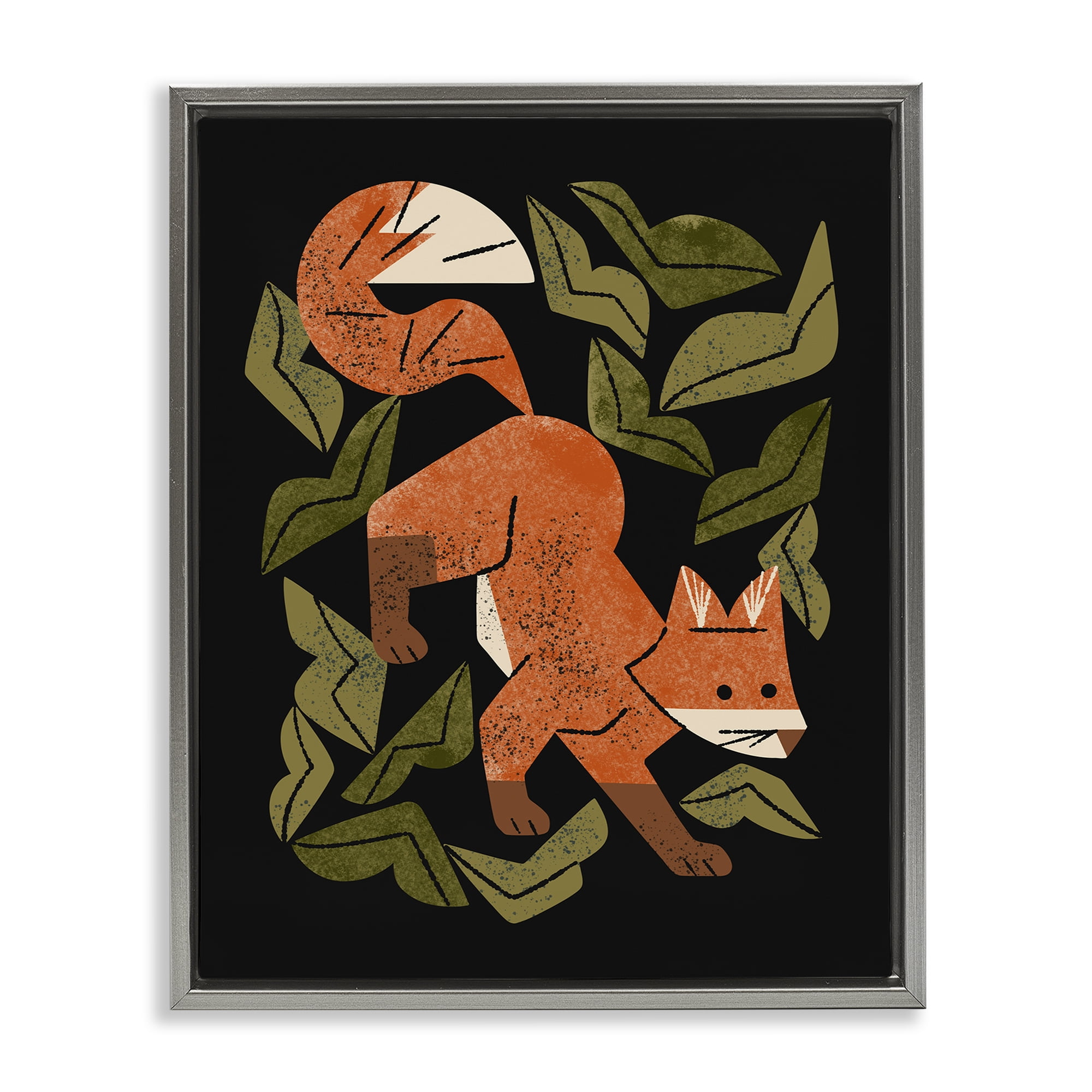 Stupell Industries Fox In The Brush Gray Framed Floater Canvas Wall Art, design by Renea L. Thull