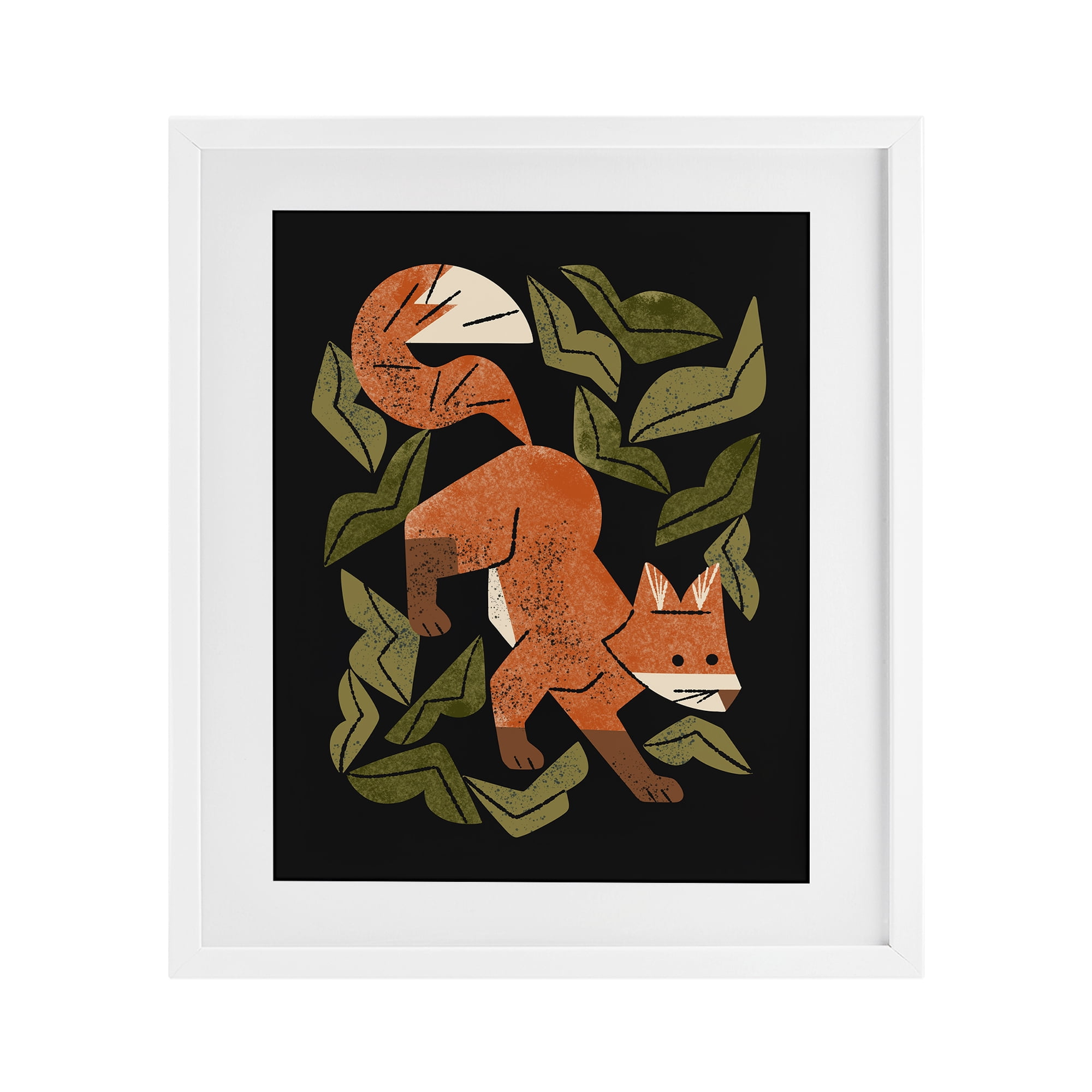 Stupell Industries Fox In The Brush White Framed Print Under Glass, design by Renea L. Thull