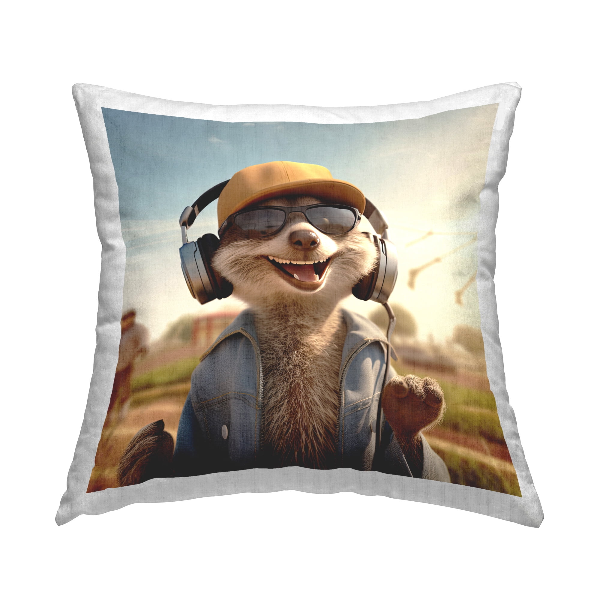 Stupell Industries Fox Jamming with Headphones Decorative Printed Throw Pillow Design by Jim Baldwin