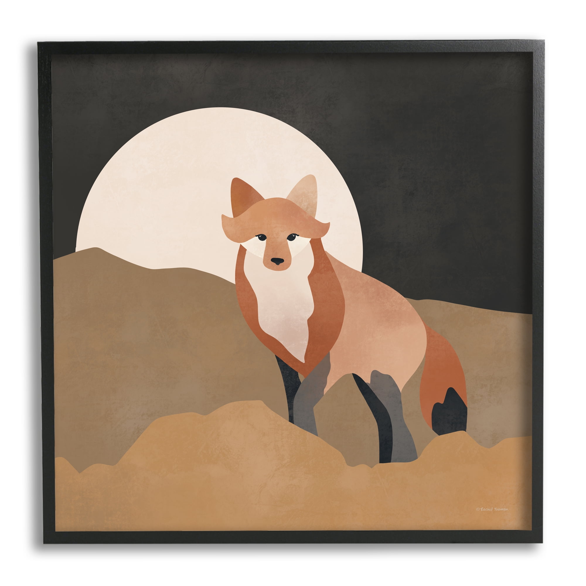 Stupell Industries Fox Nature Portrait Animals & Insects Painting Black Framed Art Print Wall Art, 17 x 17
