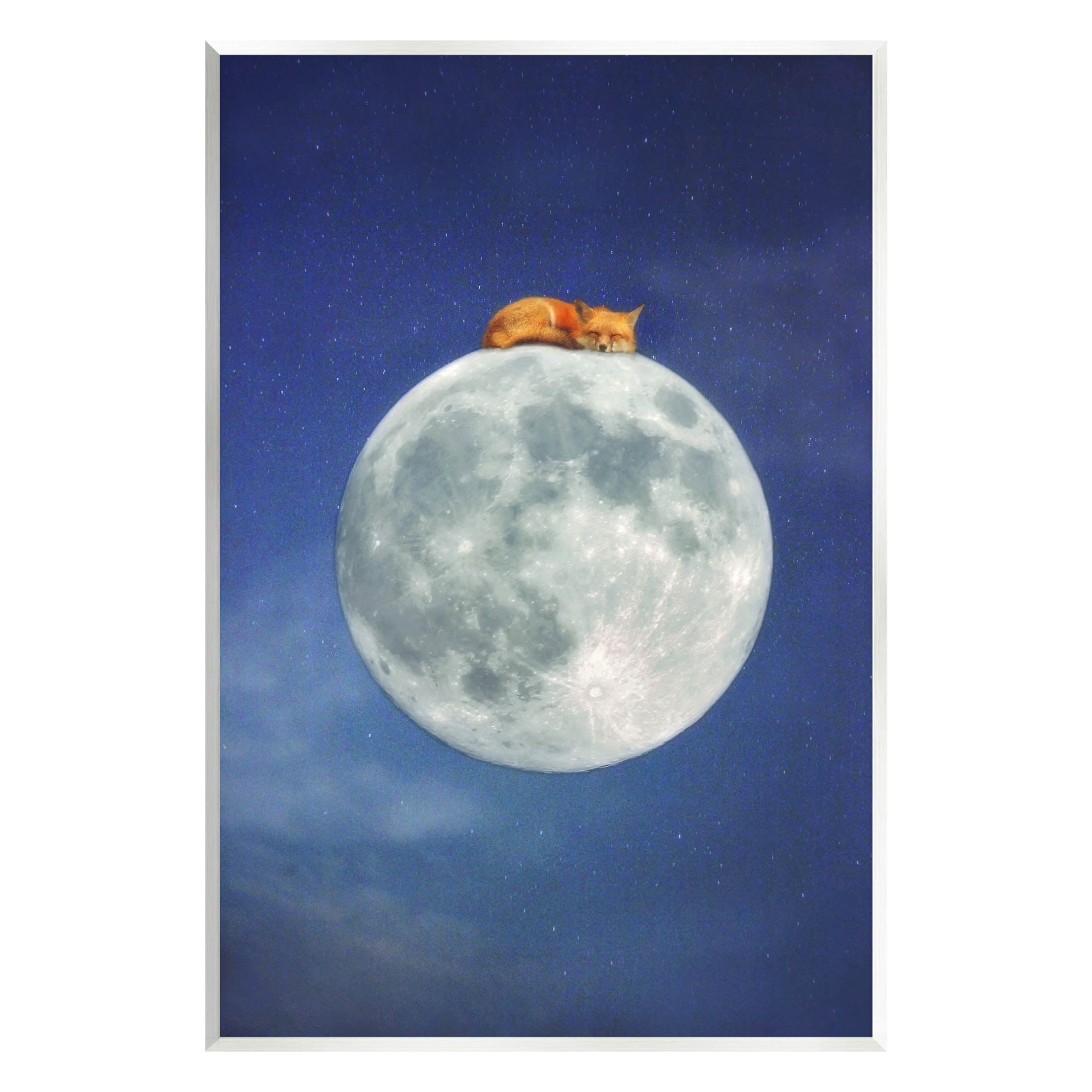 Stupell Industries Fox Sleeping Night Sky Moon Graphic Art Unframed Art Print Wall Art, Design by Carrie Ann Grippo-Pike