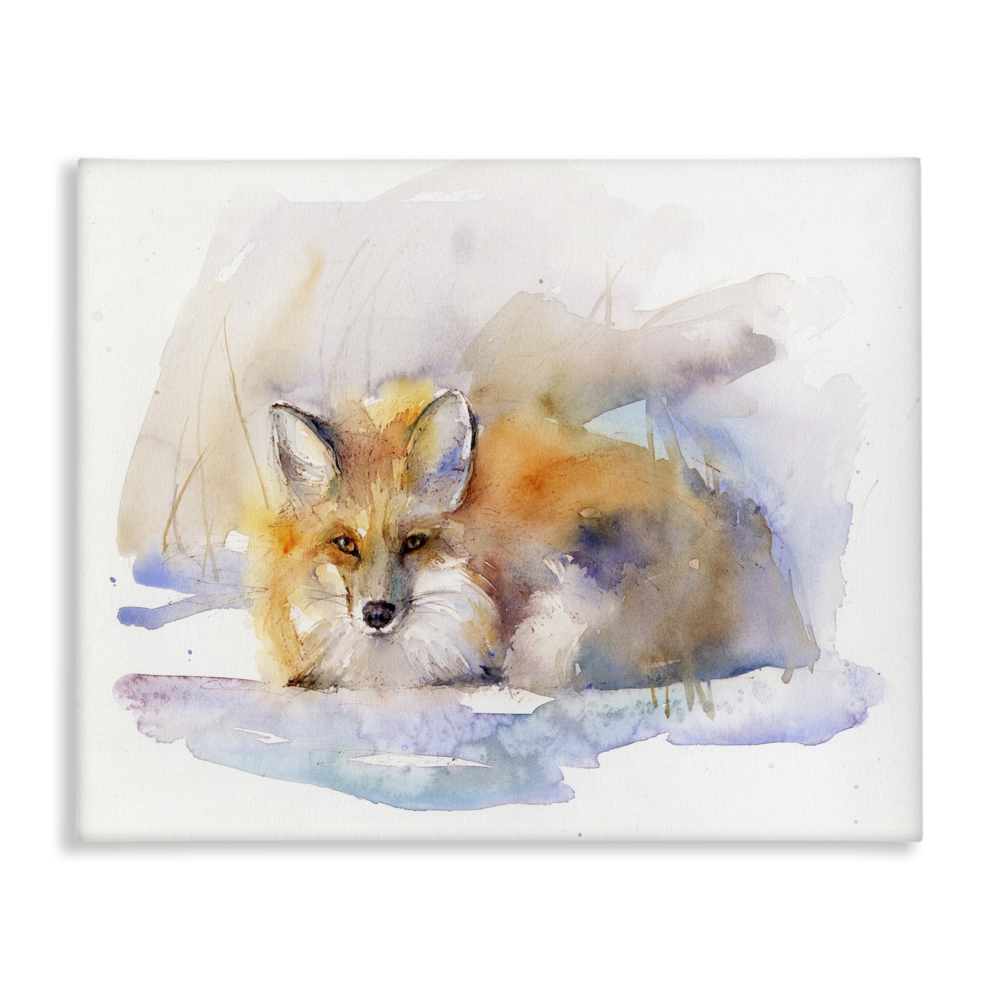 Stupell Industries Fox Sleeping in Snow Animals & Insects Painting Gallery Wrapped Canvas Art Print Wall Art, 40 x 30
