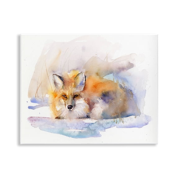 Stupell Industries Fox Sleeping in Snow Animals & Insects Painting Unframed Art Print Wall Art, 14 x 11