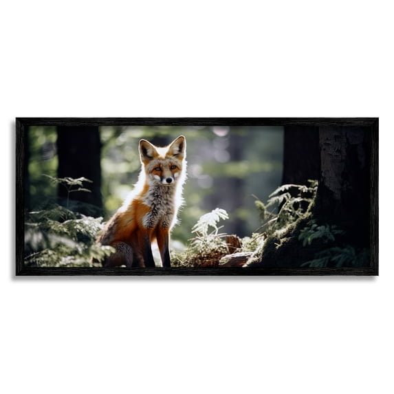 Stupell Industries Fox Under Sun Rays Animals & Insects Photography Black Framed Art Print Wall Art, 30 x 13