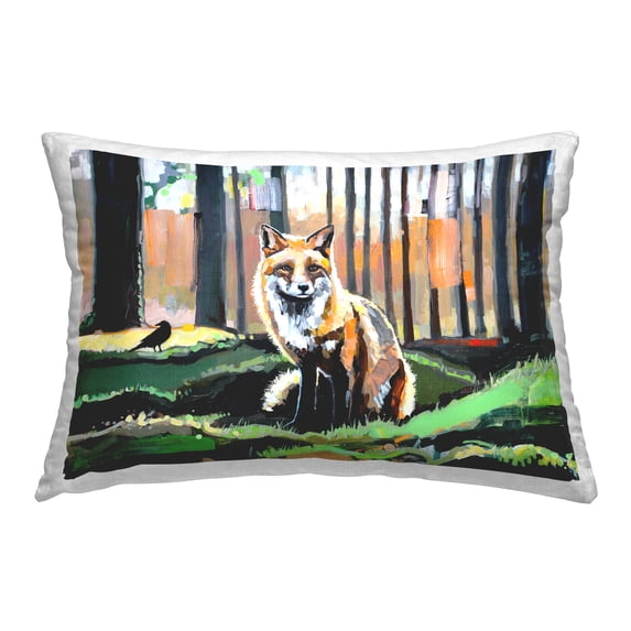 Stupell Industries Fox in Forest Trees Decorative Printed Throw Pillow Design by Adam Swanson.