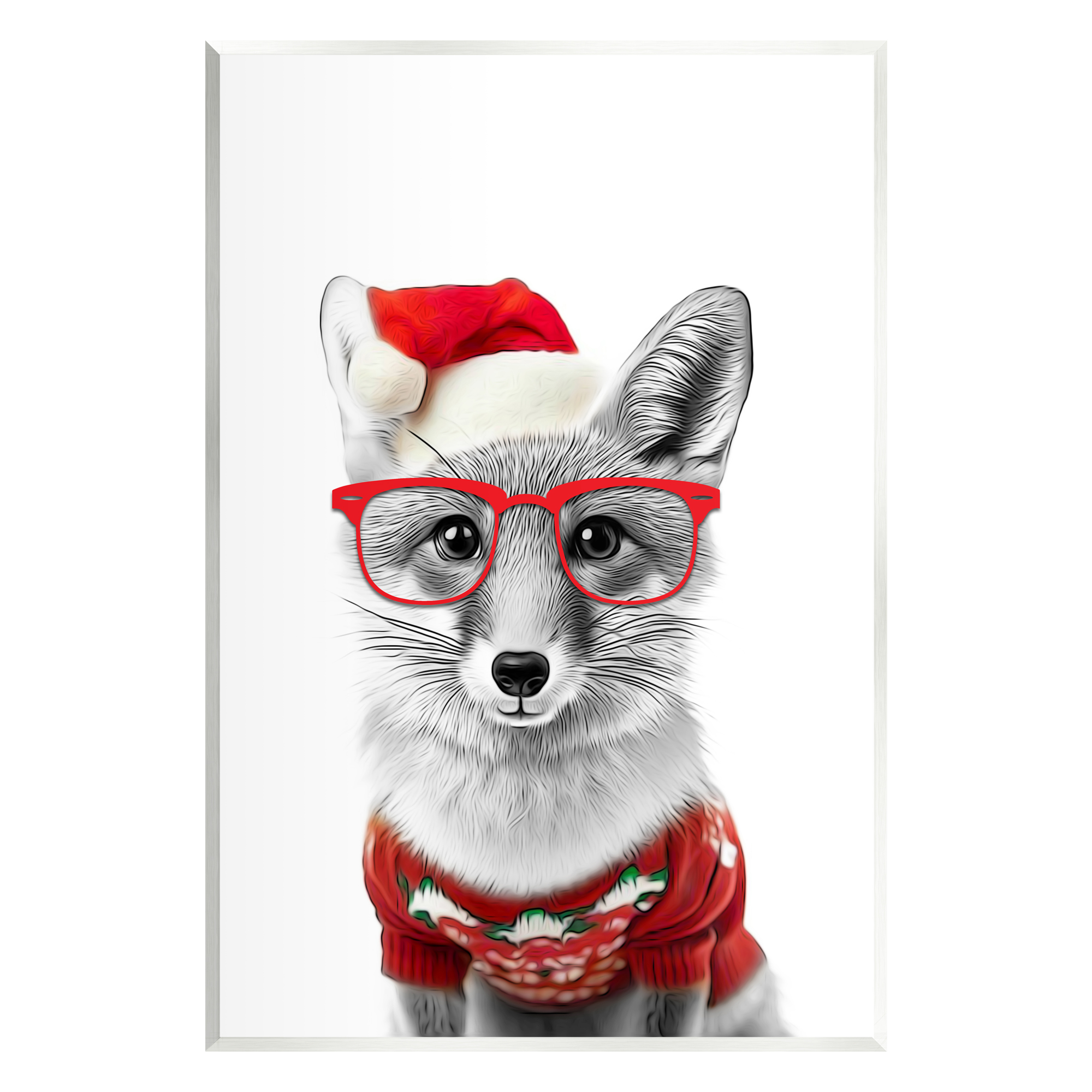 Stupell Industries Fox in Holiday Clothes Holiday Painting Unframed Art Print Wall Art, 13 x 19