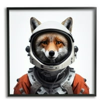 Stupell Industries Fox in Space Suit Animals & Insects Painting Black Framed Art Print Wall Art, 12 x 12