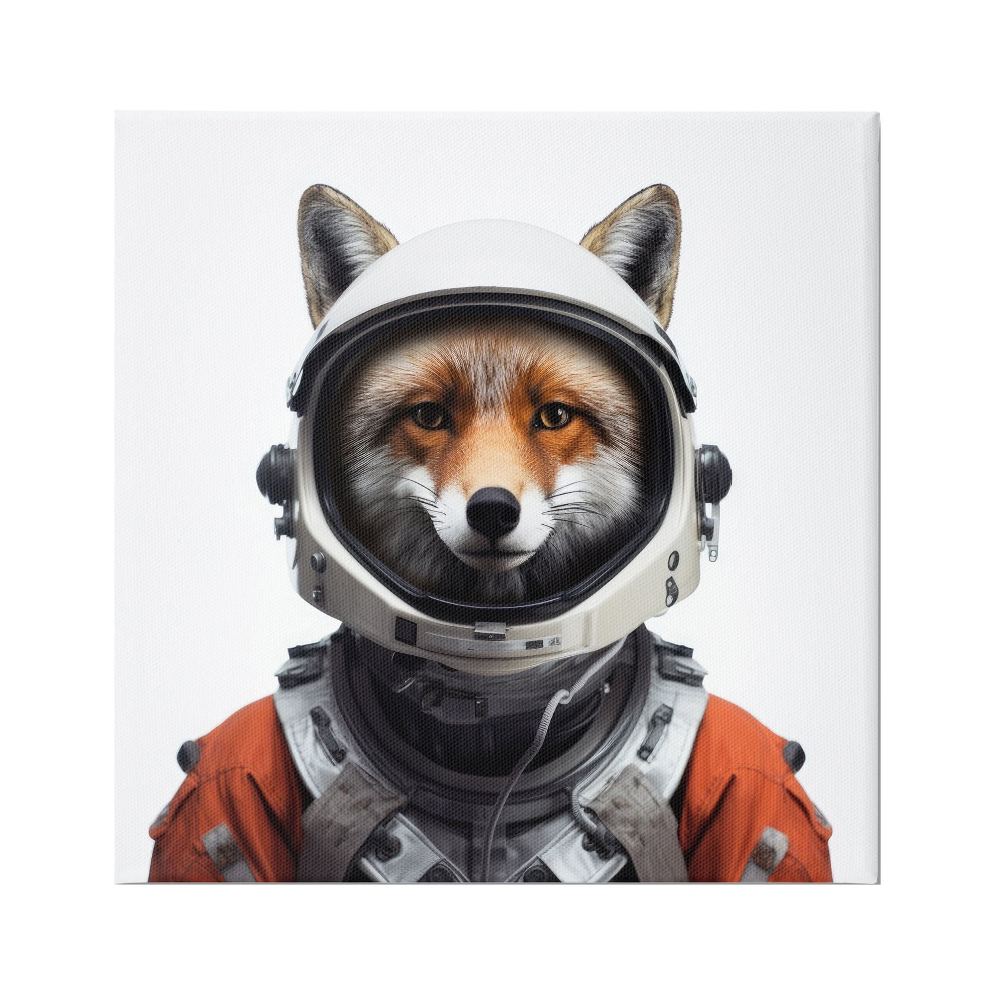 Stupell Industries Fox in Space Suit Animals & Insects Painting Gallery Wrapped Canvas Art Print Wall Art, 36 x 36