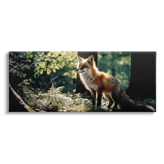 Stupell Industries Fox in Sunlit Forest Animals & Insects Photography Gallery Wrapped Canvas Art Print Wall Art, 48 x 20