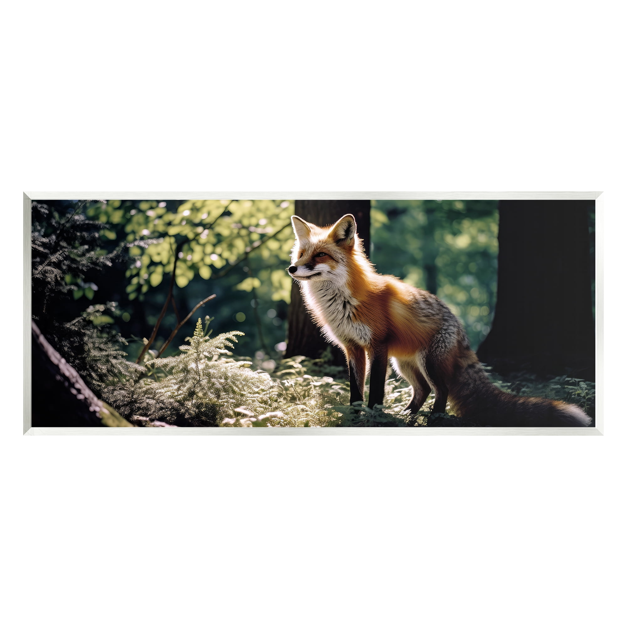 Stupell Industries Fox in Sunlit Forest Animals & Insects Photography Unframed Art Print Wall Art, 17 x 7