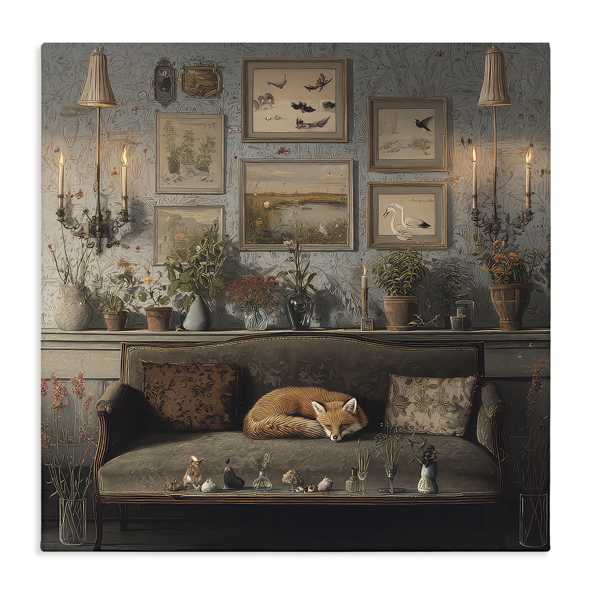 Stupell Industries Fox on Antique Sofa Canvas Wall Art, design by The Wands Want