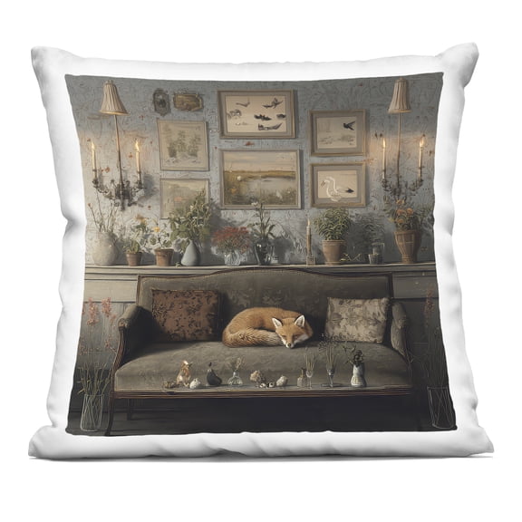 Stupell Industries Fox on Antique Sofa Decorative Printed Throw Pillow, design by The Wands Want, 18 x 7 x 18