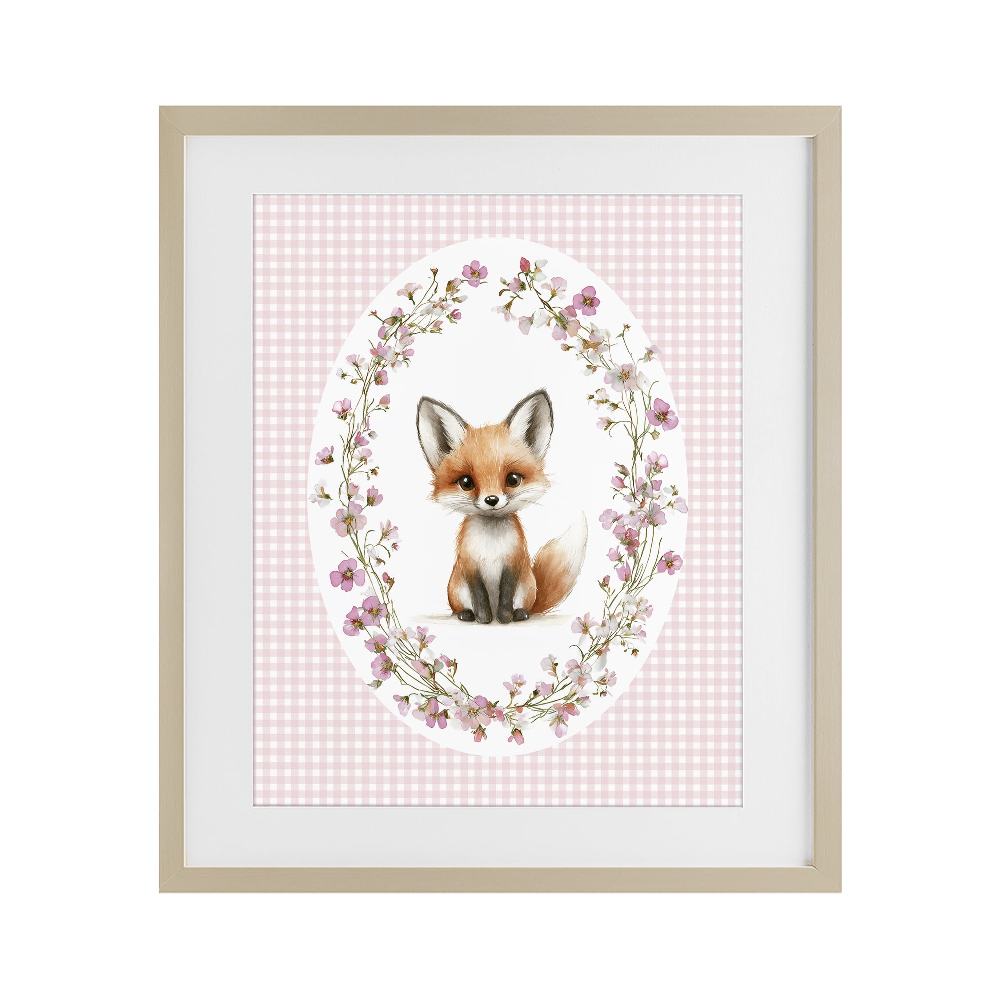 Stupell Industries Fox with Cherry Blossoms Birch Framed Print Under Glass, design by Christine Simpson Art