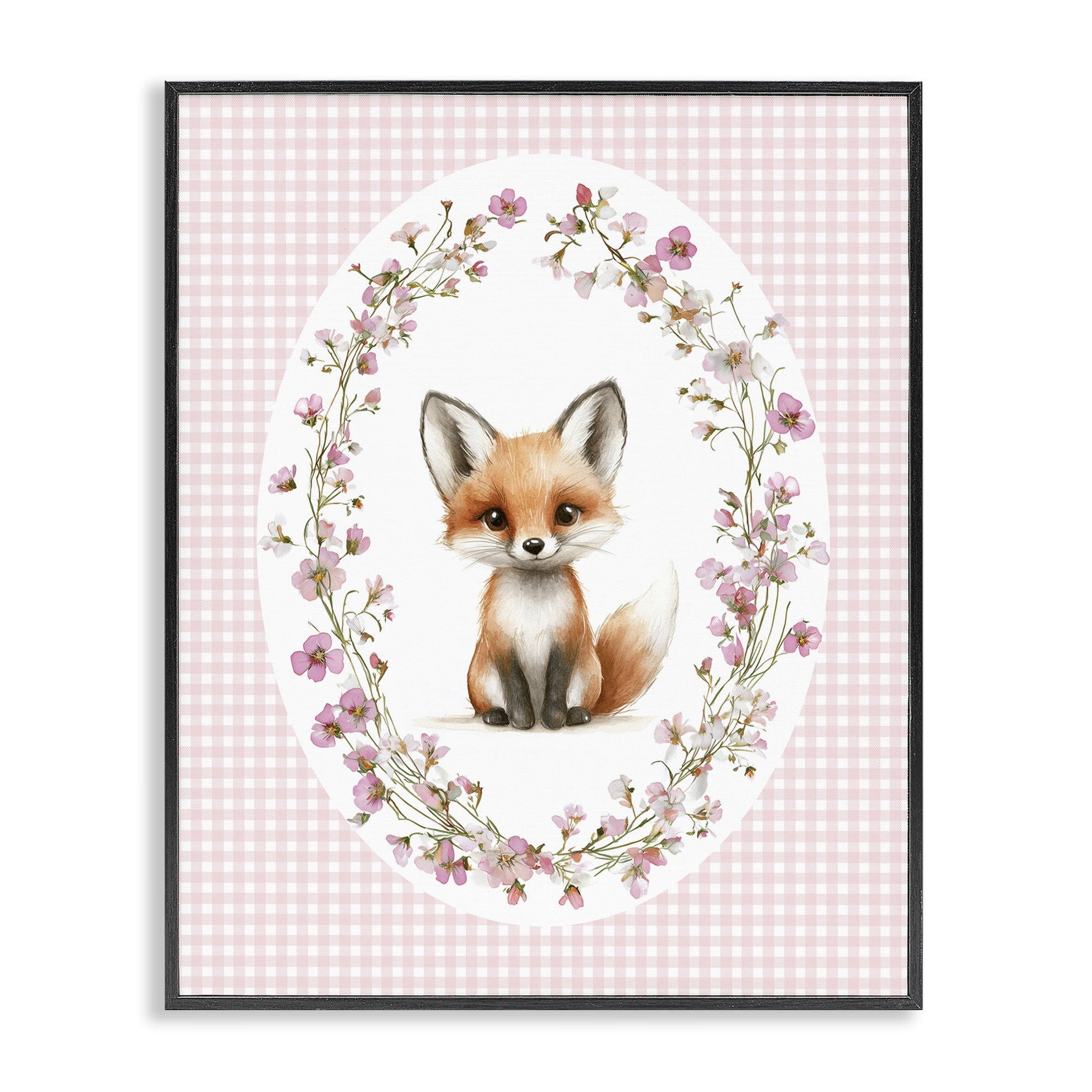 Stupell Industries Fox with Cherry Blossoms Black Framed Giclee Art, design by Christine Simpson Art
