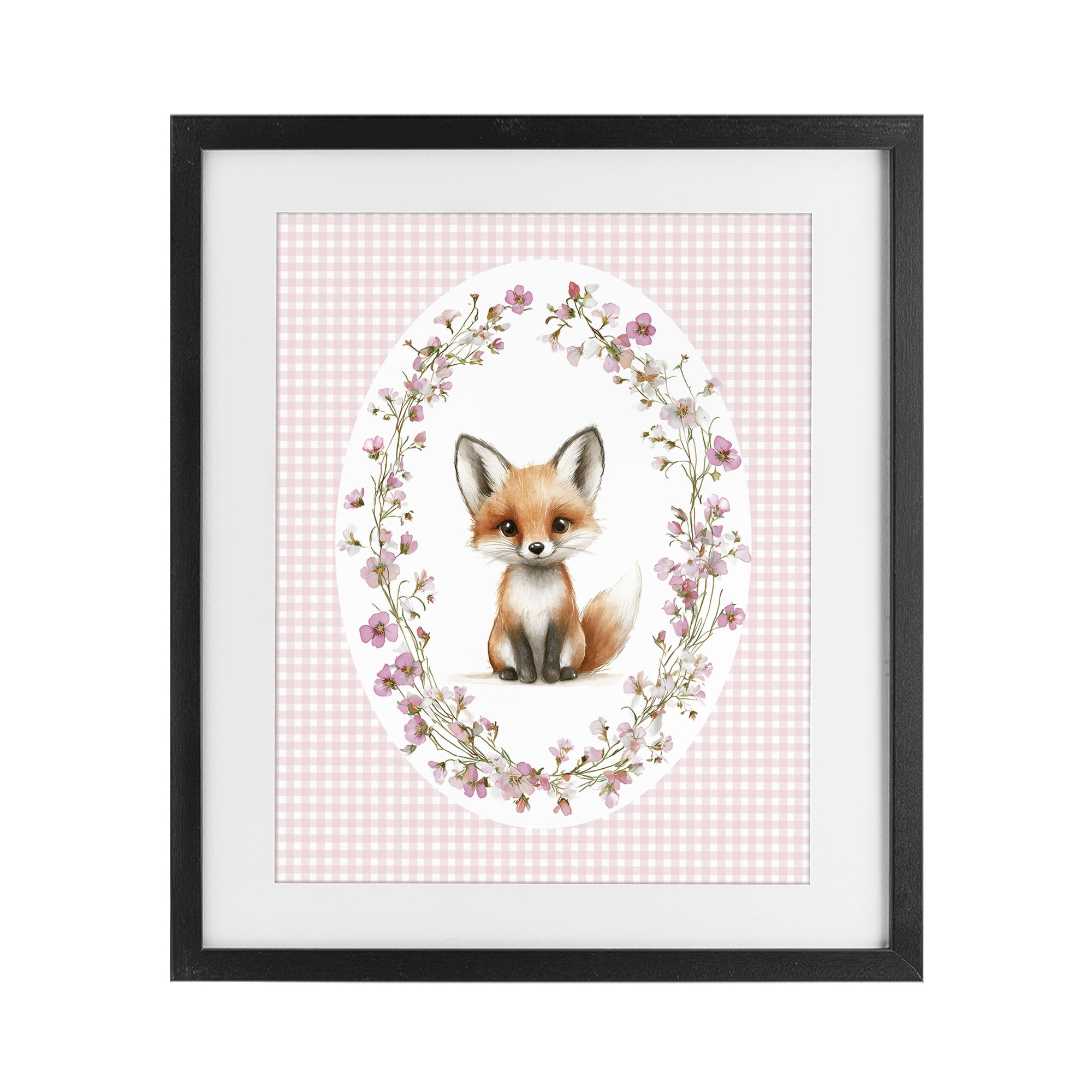 Stupell Industries Fox with Cherry Blossoms Black Framed Print Under Glass, design by Christine Simpson Art