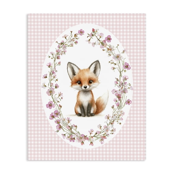 Stupell Industries Cottage Fox with Cherry Blossoms Canvas Art, 16 x 20, by Christine Simpson Art