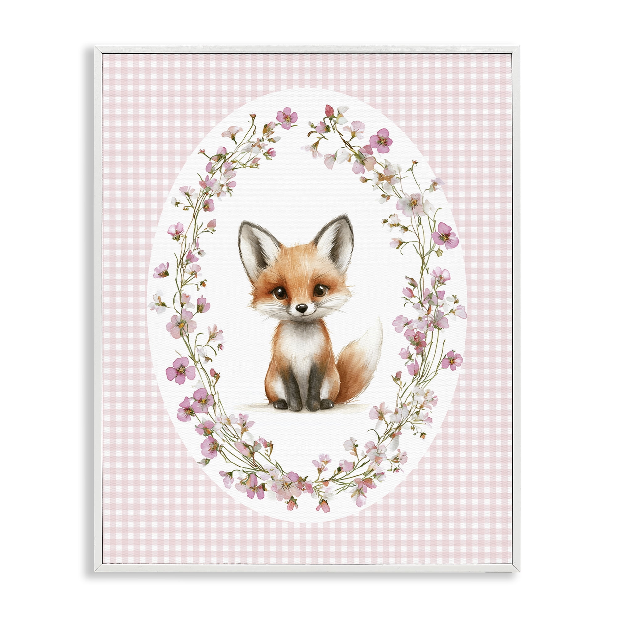 Stupell Industries Fox with Cherry Blossoms White Framed Giclee Art, design by Christine Simpson Art