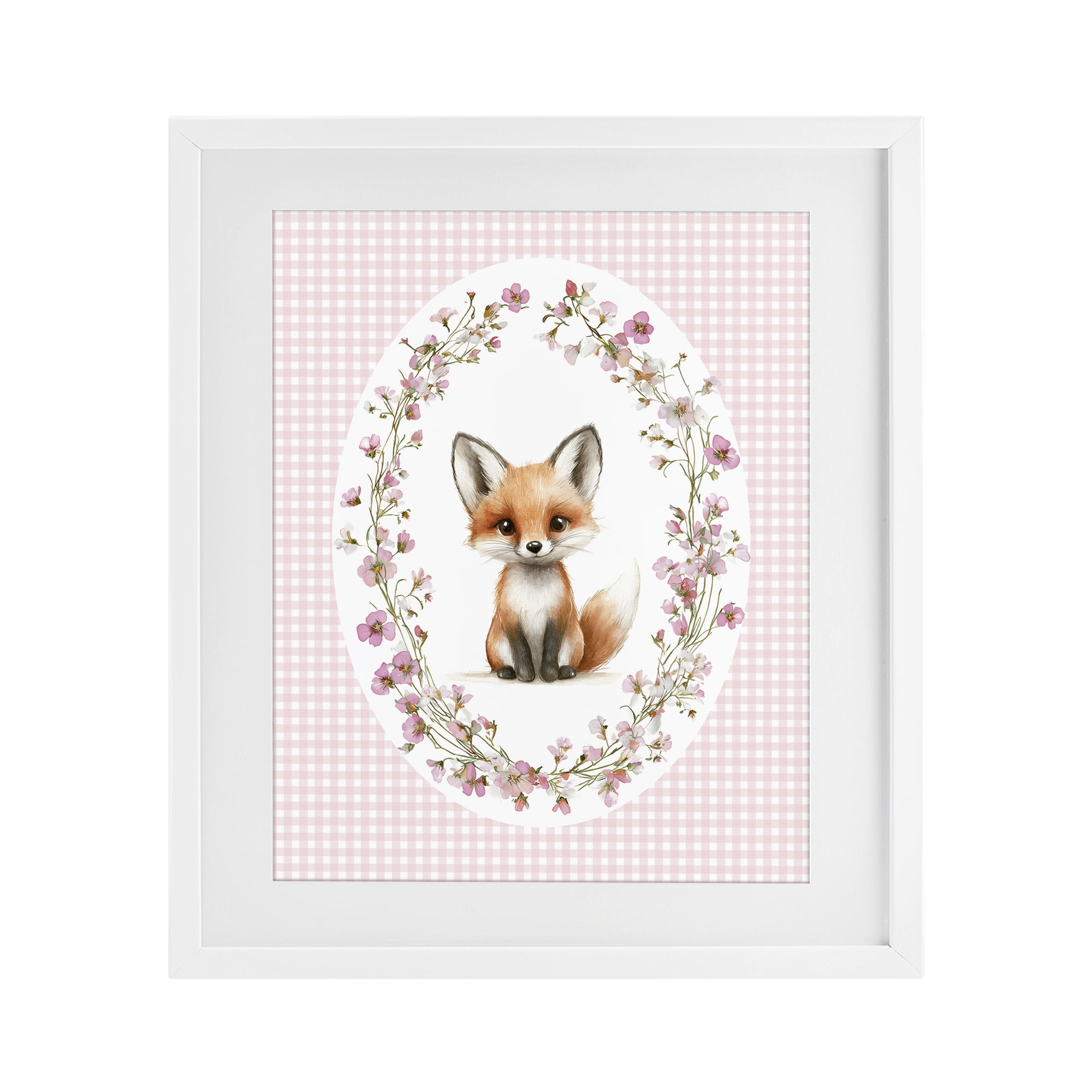Stupell Industries Fox with Cherry Blossoms White Framed Print Under Glass, design by Christine Simpson Art