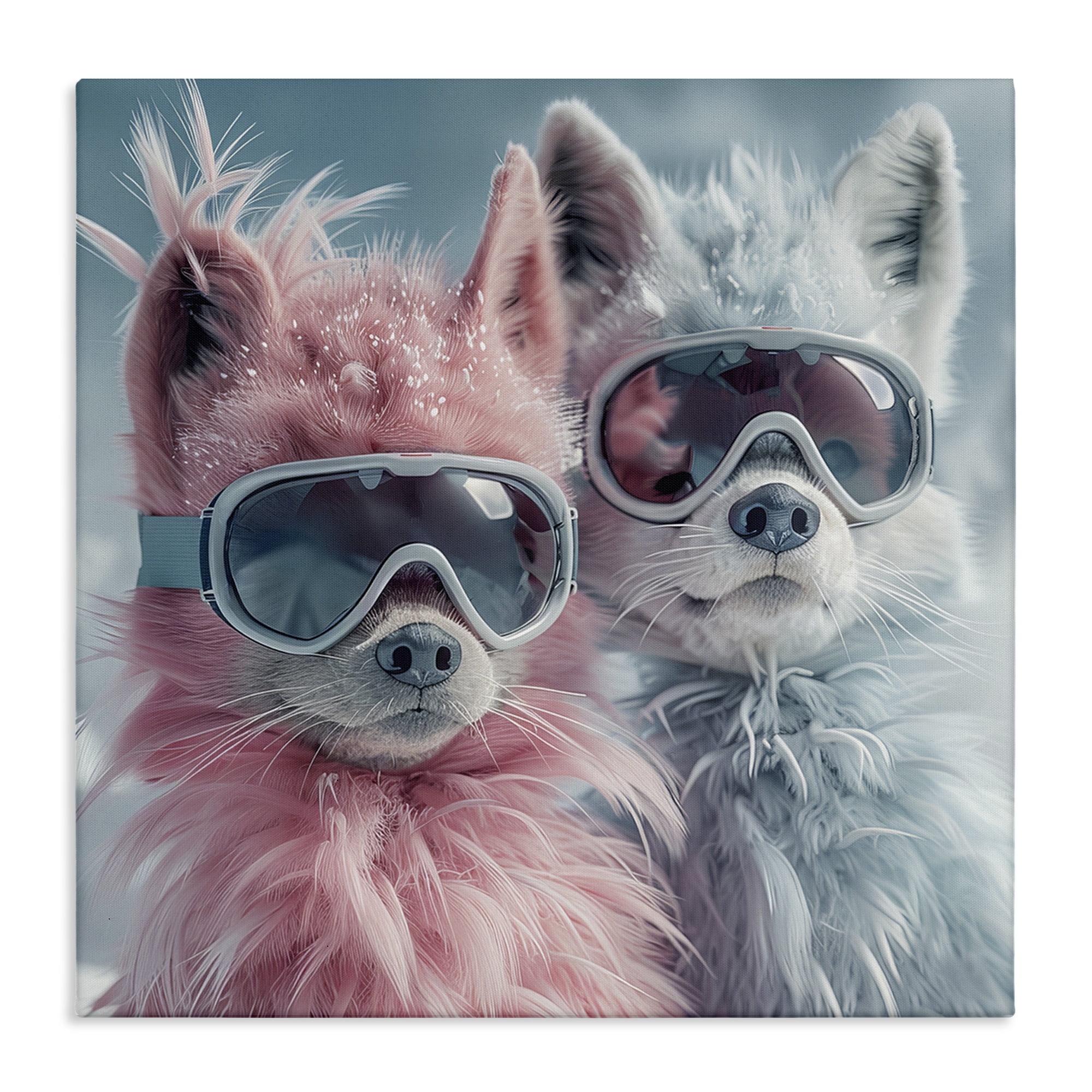 Stupell Industries Foxes in Winter Goggles Animals Painting Wrapped Canvas Art Print Wall Art, 17 x 17